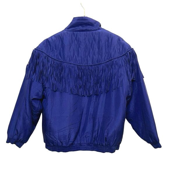 Vintage 80s 100% Silk Robert Stock Fringe Windbreaker Jacket - Picture 3 of 7